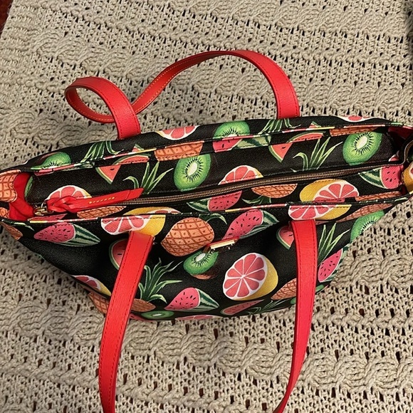 DOONEY & BOURKE Summer Fruit Print Tote Purse Watermelon‎ Pineapple Kiwi 16.5x11 - Picture 7 of 16
